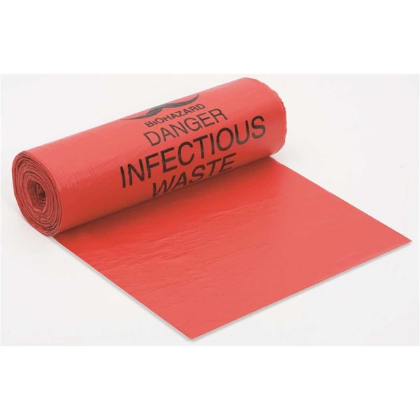 38 in. x 58 in. 60 Gal. 1.25 mil Size Red Biohazard Bag, 5PK